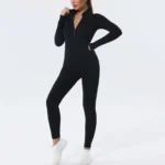 Long Sleeve One Piece Half Zip Up Jumpsuit
