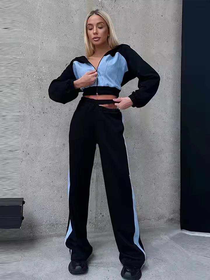 Women’s Crop Hoodie & Wide-Leg Pants Set