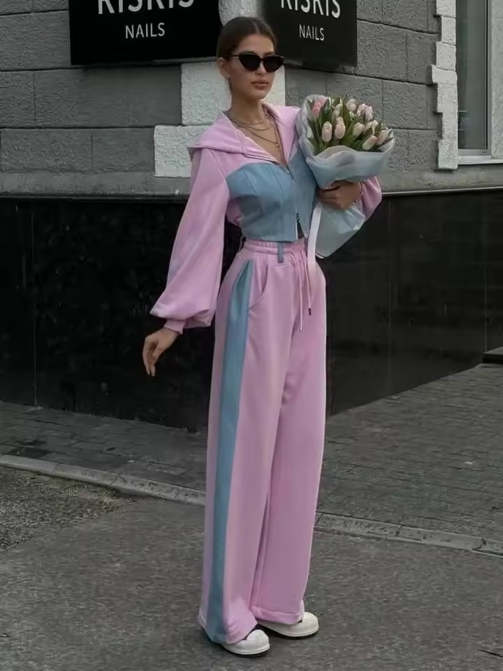 Women’s Crop Hoodie & Wide-Leg Pants Set - Image 3